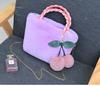 Bolso de Peluche Lindo de Chica Cereza para Mujer 2024 Versión Coreana Nuevo Otoño e Invierno Bolso Peludo de Hombro Cruzado para Mujer