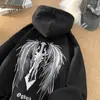 Sudadera con capucha estampada para hombre, nuevo estilo invierno 2026, prenda exterior de estilo americano holgada y moderna para adolescentes