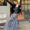 Falda Nueva de Gran Tamaño que Cubre la Cadera Otoño e Invierno Falda Corta para Gorditas Cintura Alta Aspecto Adelgazante Estilo Preppy Petite Falda Plisada de Corte A