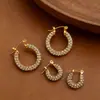 Brincos Argola Exagerados em Aço Inoxidável Torcido Banhados a Ouro 18K, com Pérolas Torcidas e Cravejados com Diamantes, Estilo Europeu e Americano, Transfronteiriços