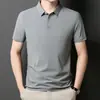 Camisa Polo Masculina de Seda de Gelo de Secagem Rápida, Top Leve de Verão Respirável Sem Costura de Manga Curta