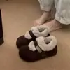 Colección de invierno 2026 estilo coreano: Pantuflas estilo Birkenstock para mujer que aumentan la altura, forradas de felpa, zapatos de felpa y zapatos cálidos de algodón