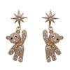 Coreia do Sul Brincos de pino 925 brincos pequenos simples para mulheres brinco de tarraxa cravejado de diamantes estrela de cinco pontas urso fofo brincos de tarraxa para mulheres