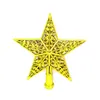 Nova estrela topper de árvore de Natal oca transfronteiriça, estrela de cinco pontas deslumbrante banhada a ouro, decoração de Natal, pequeno presente de Natal