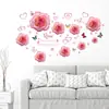 Sk7175 Corazón Rosa Flor de Rosa Pegatinas de Pared Dormitorio Sala de Estar Gabinete Pegatinas Autoadhesivas Decoración de Fondo