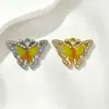 Estilo Ins Sueño de Chica Corazón Colorido Relleno de Diamantes Mariposa DIY Acero Inoxidable Electrochapado Oro Real Collar Accesorios de Joyería