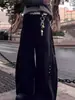 Pantalones Casuales Deconstruidos con Remaches Decorativos Estilo Americano de Corte Limpio para Hombres y Mujeres, Pantalones de Silueta Recta de Pierna Ancha de Gama Alta de Nicho