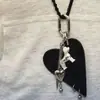 Espejo de Maquillaje para Cachorro en Forma de Corazón Collar Largo Tejido Cadena para Suéter de Mujer Diseño de Nicho Accesorio de Bolso Desmontable