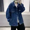 Jaqueta jeans masculina do Sudeste Asiático transfronteiriça, jaqueta casual de trabalho vintage legal para primavera e outono, top de marca da moda ins com gola reversa