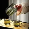 Taza de Filtro con Asa Lateral para Uso Doméstico, Taza de Filtro de Vidrio para Separación de Té y Agua, Asa de Madera, Divisor de Té de Alta Resistencia al Calor, Filtro de Té Integrado