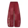 Calça Comprida de Perna Larga com Estampa de Letras Tendência de Rua Hip Hop Solta Spray de Tinta Suja Arrastada Calça de Moletom Casual Masculina
