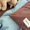 Conjunto de Quatro Peças de Algodão Puro de Alta Qualidade, Listrado Retro, Algodão Lavado, Capa de Edredom Simples 100% Algodão, Conjunto de Três Peças de Lençol, Roupa de Cama