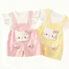 Conjunto de Mono con Gato Hello Kitty para Niña, Shorts y Suéter, Conjunto de Verano Estiloso para Niña Pequeña Princesa