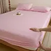 Sábana bajera de algodón puro cepillado, grosor A, una pieza, 100% algodón, color liso, sábana suave para cama, protector de colchón, colcha de punto de algodón