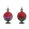 Botella de Aceite Esencial Transfronteriza 30ml Estilo Árabe Esmalte Multicolor Decoración Floral Flamenco Chapado en Oro Aleación Botella para Decantar Perfume
