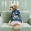 PETCIRCLE Roupa para Pet para Primavera e Outono, Cães Pequenos e Filhotes, Gola Reversível com Guia, Camisa Jeans Estilosa Azul Escuro