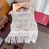 Top de Abrigo Casual sin Mangas de Cuello Redondo con Bordado de Encaje Tridimensional de Color Sólido Artístico para Mujer Tallas Grandes para Verano