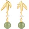 Nuevos y modernos pendientes de jade hetiano de plata esterlina s925 para mujer, pendientes de jade con hojas de bambú estilo Mori, pendientes de oro con método antiguo.