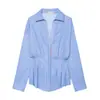 Z Estilo Europeu e Americano Transfronteiriço 2026 Nova Moda Elegante Roupas Femininas Atacado Camisa de Popeline Elegante com Mangas Longas e Pregas 2110534
