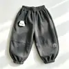 Calça esportiva casual infantil para primavera e outono, com design de cachorro de pelúcia 3D de desenho animado, calça unissex para bebê