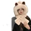 Gorro de Peluche con Orejas Lindas Bufanda Todo en Uno para Mujer Invierno Protección para Orejas Gorro Cálido Bufanda para Cuello Estudiante Viento Frío