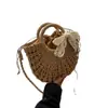 Bolso de Mujer Tejido a Mano con Lazo, Nuevo Bolso de Hombro Versátil Primavera/Verano, Bolso Cruzado de Gama Alta para Vacaciones en la Playa