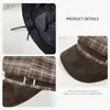 Gorra de Boina Cuadros Casual Vintage para Mujer, Artística y de Moda, Hace que la Cara se Vea Más Pequeña, Engrosada y Cálida para Otoño e Invierno, Gorra de Artista