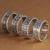 Joyería de plata S999 anillo de plata de ley cruz de cuatro bestias divinas anillo abierto al por mayor de fábrica plata tailandesa vintage para hombres y mujeres