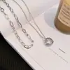 Collar de Acero de Titanio para Mujer, Diseño Simple, Cadena de Clavícula Elegante de Doble Capa Estilo Coreano, Estilo Fresco, Nuevo Estilo