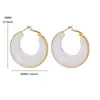 Pendientes Maillard de Resina Geométrica Círculo Acero Inoxidable Baño de Oro Real Retro Elegantes de Alta Gama para Mujer