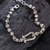 Pulsera de Herradura de Hierba Tang Dorada Antigua Personalizada de Lujo Ligero Diseño de Nicho Femenino Joyería de Mano de Moda Simple y de Alta Gama