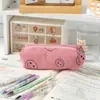 Novo corduroy três peças saco de maquiagem feminino ins estilo batom de grande capacidade maquiagem celular portátil clutch caso lápis
