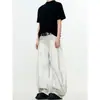 2025 Novo Estilo Americano Retrô Branco Sujo Machete Banana Jeans Marca Tendência Masculino e Feminino Largo Solto Perna Larga Lavado Velho