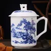 Caneca de Escritório, Caneca de Conferência, Xícara de Chá de Porcelana de Ossos de Alta Qualidade de Jingdezhen com Tampa, Caneca Grande para Água com Nome Imprimível do Logo