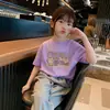 Camiseta de Manga Corta de Algodón Puro para Niñas Ropa de Verano Dulce Nuevo Estilo Top Delgado Elegante para Niñas Pequeñas y Medianas y Bebés Camiseta de Moda Genial para Niñas