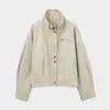 Chamarra de Trabajo ACME con Cuello Mao Simple de Algodón Tencel para Mujer, Abrigo Versátil con Cremallera y Bolsillo con Cordón 91831