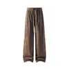 Nova coleção de outono: calça jacquard espinha de peixe texturizada, perna reta, modelagem solta, com cordão, tecido fluido, perna larga, estilo casual, para homens e mulheres