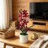7 flores de jazmín artificiales en una maceta para decoración del hogar y la oficina, bonsái de flores artificiales para fotografía y arreglo fotográfico, maceta pequeña