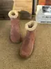 Invierno Nuevo Terciopelo Cálido Calentador Pequeño Botas de Nieve Gamuza Piel de Vaca Cremallera Lateral Casual Estilo Coreano Botas de Algodón para Mujer
