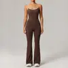Body popular para mujer estilo europeo y americano con sujetador incorporado, ropa de yoga absorbente de impactos, adecuado para deportes, correr y fitness, con un diseño ajustado y piernas ligeramente acampanadas