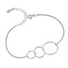 Elegante pulsera circular de plata de ley S925 con tres anillos, de estilo moderno y elegante, para mujer.