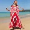Camisa Protectora Solar de Playa Estampada de Rayón Europea y Americana al por Mayor, Vestido Sexy Holgado de Vacaciones, Cubre Traje de Baño Bikini