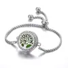 Pulsera de Acero Titanio Incrustada con Diamantes de Alta Calidad Europea y Americana, Aromaterapia, Pulsera de Aceites Esenciales Abrible, Pulsera de Perfume Ajustable Árbol de la Vida Europea y Americana