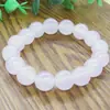 Pulsera de Jade Blanco Rosa Hielo 12mm Dedos Suave Gradiente Polvo Pulsera Caperucita Roja con Portátil Regalo para Estudiante