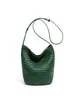 Bolso Cubo Tejido a Mano de Cuero Aceitado y Encerado de Curtición Vegetal Gran Capacidad Diseño Simple Estilo Bosque Bolso de Hombro Cruzado Tote