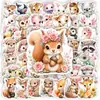 50 Hojas Acuarela Lindo Adorno Pequeños Animales Pegatinas Kawaii Mascotas Flores Pegatinas para Diario Transfronterizo Impermeables Adhesivas Pegatinas Venta al por Mayor