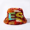 Sombrero de Peluche con Letras de Colores, Sombrero de Pescador, Cálido Sombrero de Cubo para Otoño e Invierno