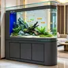 Aquário de vidro ultra transparente com fundo de bala, modelo novo 2026, para sala de estar e uso doméstico, tamanho médio a grande, sem necessidade de troca de água, aquário ecológico para peixes dourados
