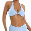 Transpirable como una nube, cuello halter, espalda hermosa, sujetador de yoga, ajustado, deportes al aire libre, correr, top de fitness Wx8003