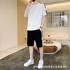 Conjunto de duas peças de camiseta de manga curta masculina 2024 verão marca de moda shorts soltos de manga curta conjunto de roupas de basquete traje esportivo